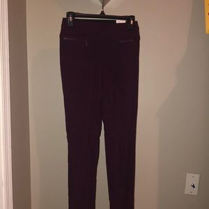 Purple work slacks with 2 zipper pockets